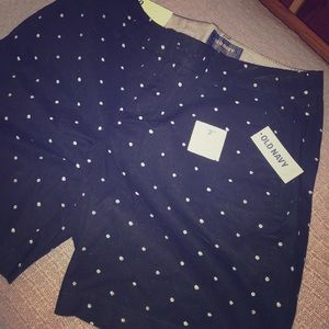 Navy Blue white polka dot 7” everyday short